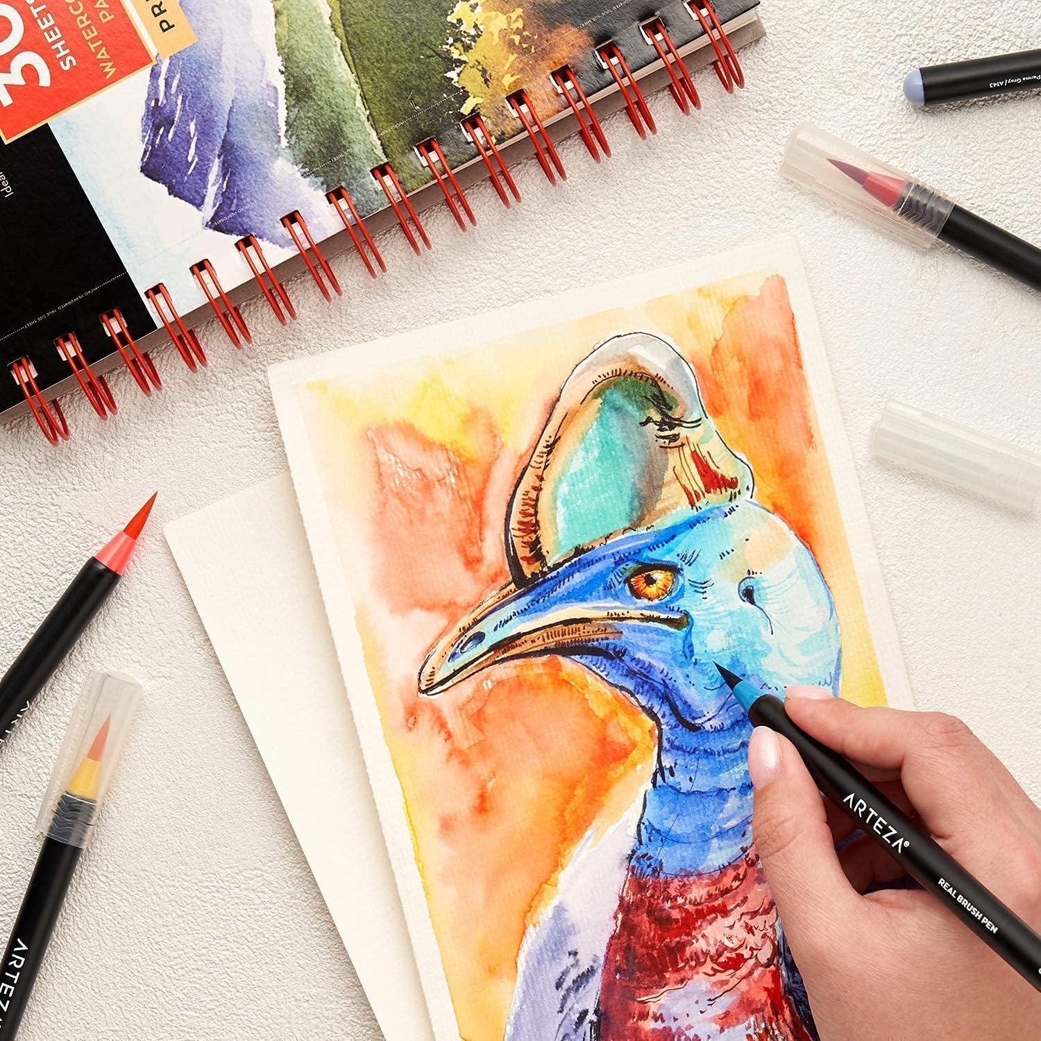 image:imageArteza Real Brush Pens and Watercolor Painters Bundle Painting Art Supplies for Artist Hobby Painters amp Beginners