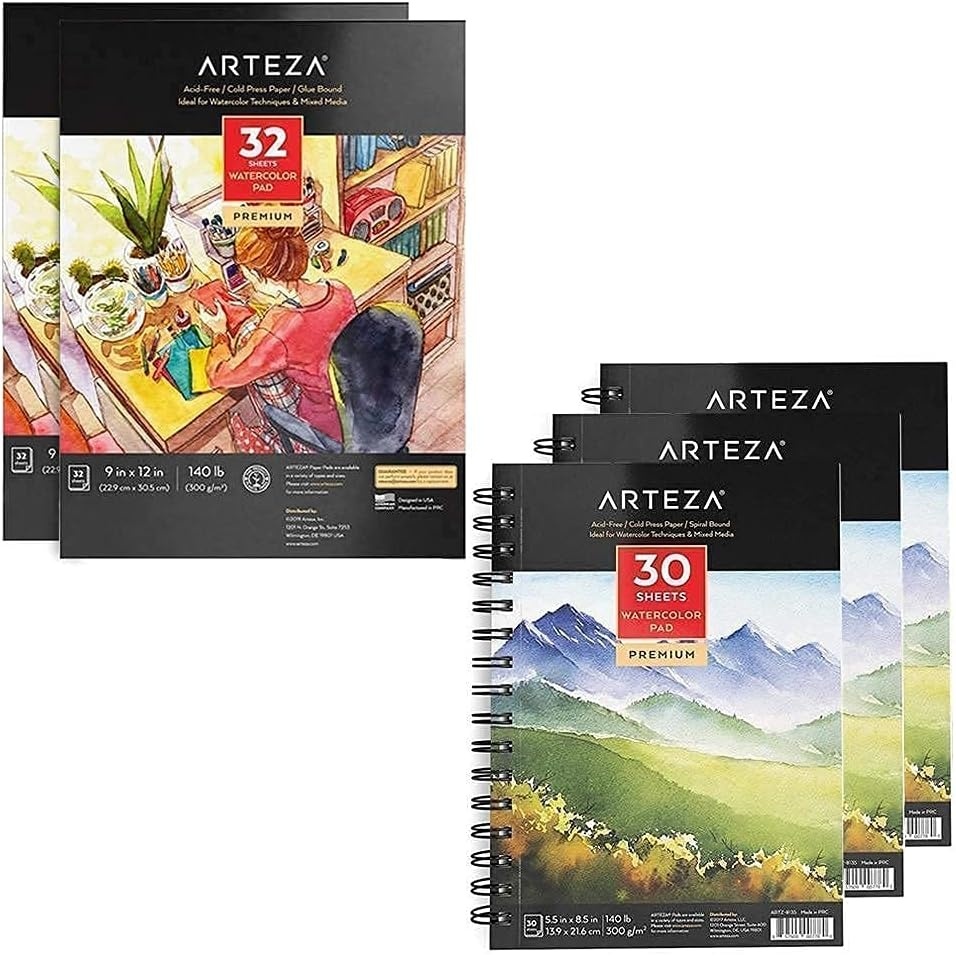 image:imageArteza Watercolor Paper Bundle Painting Art Supplies for Artist Hobby Painters amp Beginners