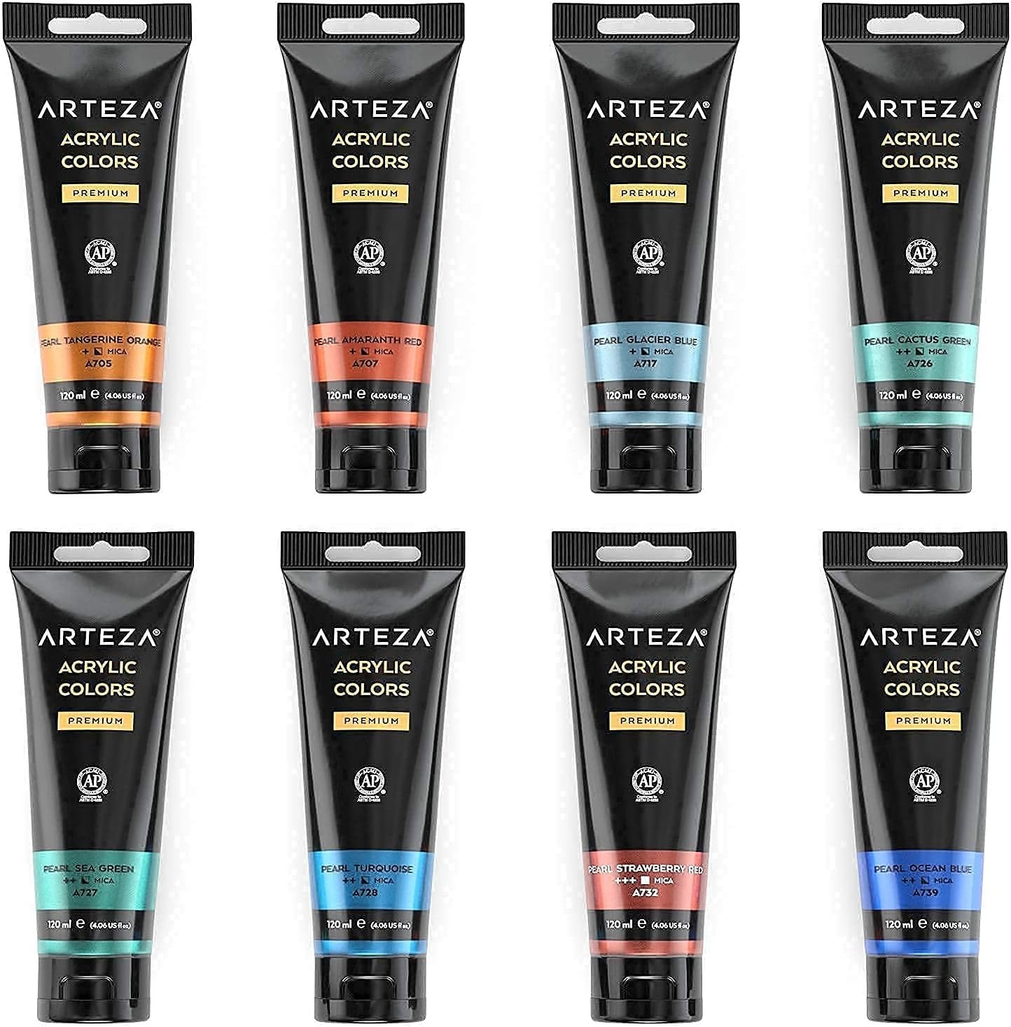 image:imageARTEZA Metallic Acrylic Paint Set of 8 Classic Elements and Iridescent Acrylic Paint Set of 10 Chameleon Colors Bundle Painting Art Supplies for Artist Hobby Painters amp Beginners