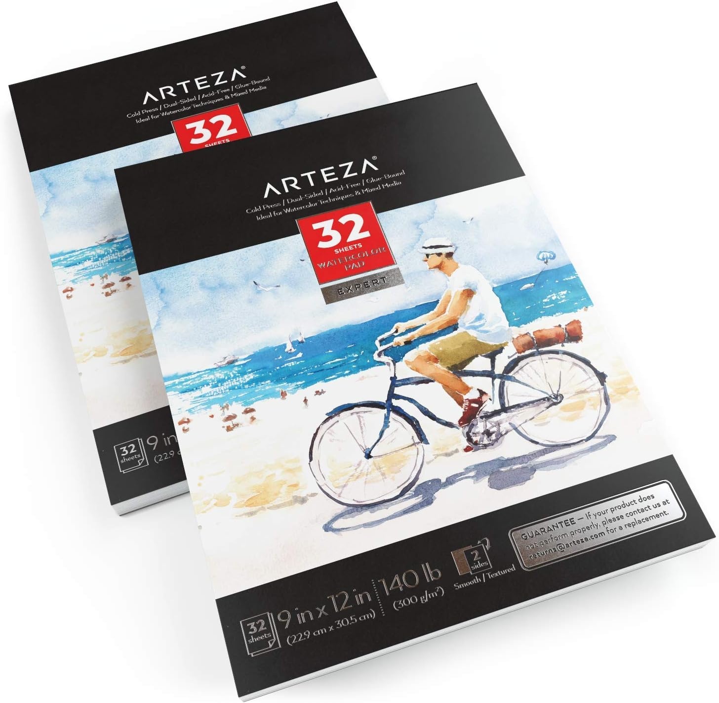 image:imageARTEZA Pastel Watercolor Paint Set with Water Brush 12 Watercolor Half Pans Watercolor Paper Pad 9x12 inch Pack of 2 Art Supplies for Painting Stunning Landscapes