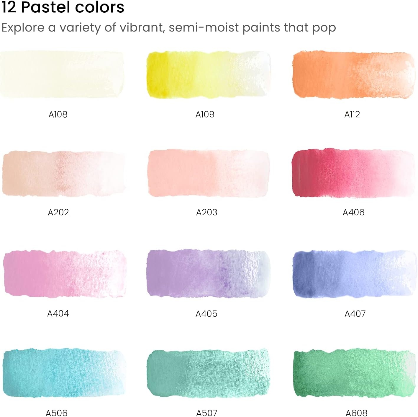 image:imageARTEZA Pastel Watercolor Paint Set with Water Brush 12 Watercolor Half Pans Watercolor Paper Pad 9x12 inch Pack of 2 Art Supplies for Painting Stunning Landscapes