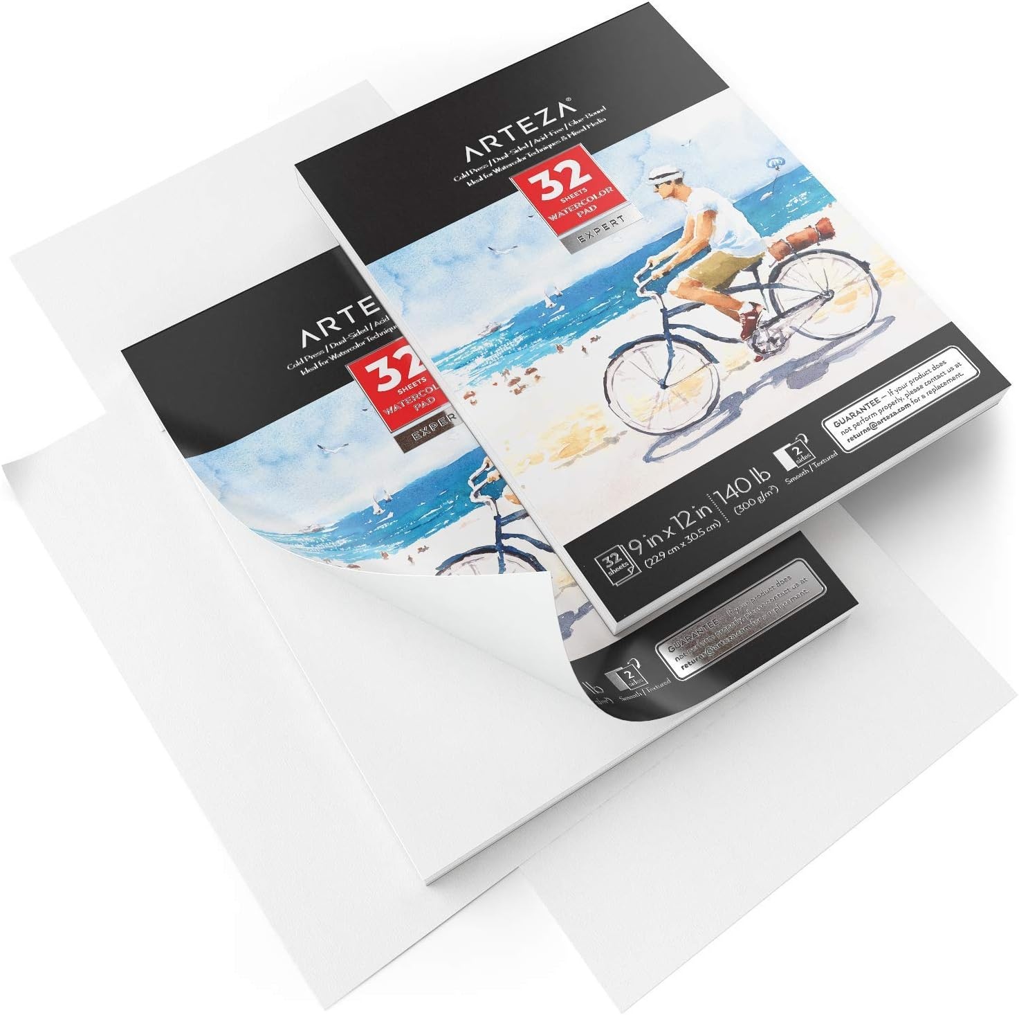 image:imageARTEZA Pastel Watercolor Paint Set with Water Brush 12 Watercolor Half Pans Watercolor Paper Pad 9x12 inch Pack of 2 Art Supplies for Painting Stunning Landscapes