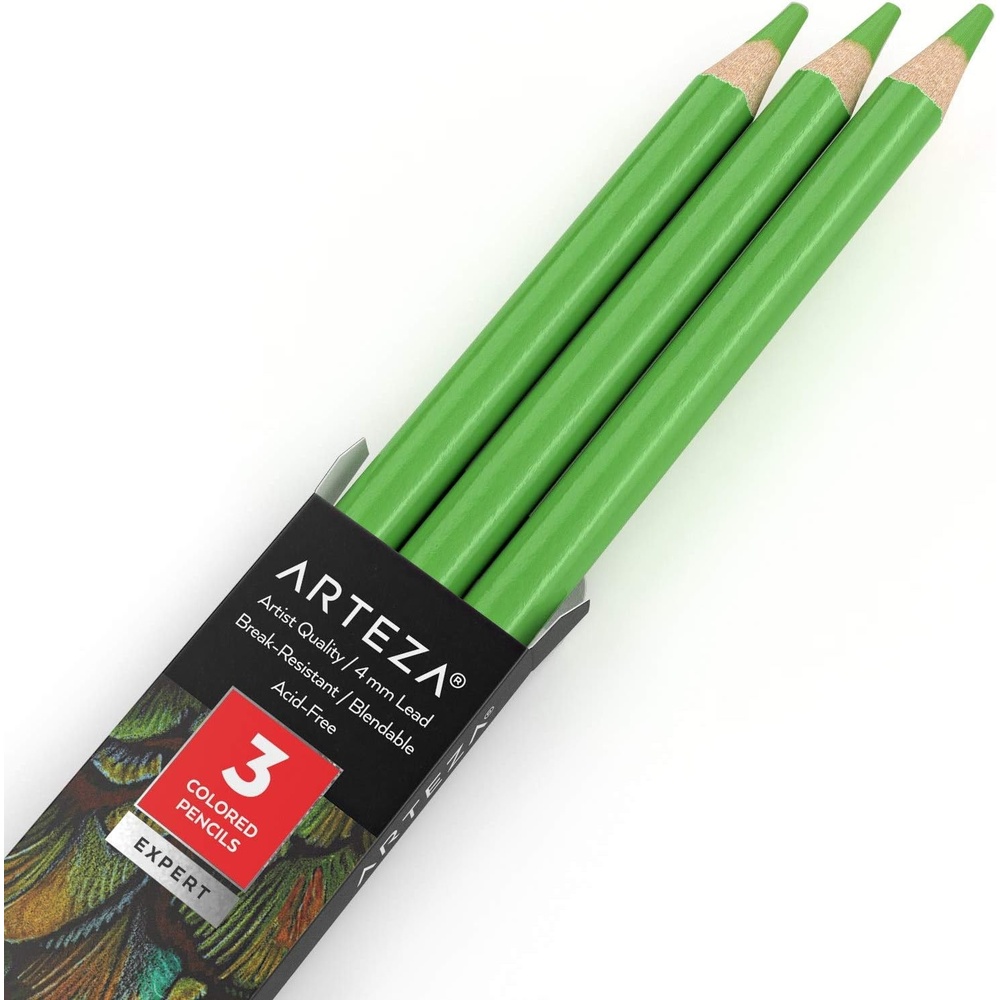 image:imageArteza Colored Pencils Pack of 3 004 Mushroom Grey Soft WaxBased Cores Ideal for Drawing Sketching Shading amp Coloring602 Absinthe Green