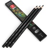 Arteza Colored Pencils, Pack of 3, А004 Mushroom Grey, Soft Wax-Based Cores, Ideal for Drawing, Sketching, Shading & Coloring(A015 Charcoal Gray)