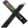 Arteza Colored Pencils, Pack of 3, А004 Mushroom Grey, Soft Wax-Based Cores, Ideal for Drawing, Sketching, Shading & Coloring(A017 Noir)