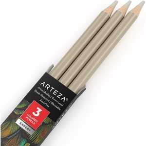 Arteza Colored Pencils, Pack of 3, А004 Mushroom Grey, Soft Wax-Based Cores, Ideal for Drawing, Sketching, Shading & Coloring(А004 Mushroom Gray)
