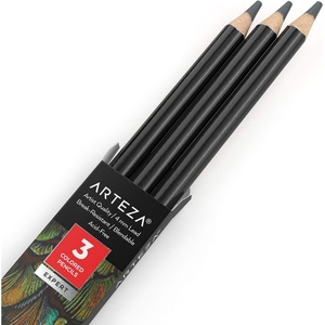 Arteza Colored Pencils, Pack of 3, А004 Mushroom Grey, Soft Wax-Based Cores, Ideal for Drawing, Sketching, Shading & Coloring(А012 Pewter Gray)