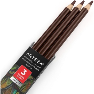 Arteza Colored Pencils, Pack of 3, А004 Mushroom Grey, Soft Wax-Based Cores, Ideal for Drawing, Sketching, Shading & Coloring(А309 Hazelnut Brown)