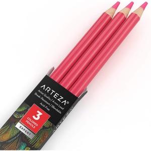 Arteza Colored Pencils, Pack of 3, А004 Mushroom Grey, Soft Wax-Based Cores, Ideal for Drawing, Sketching, Shading & Coloring(А402 Watermelon Pink)