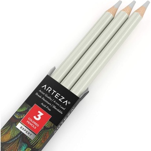 Arteza Colored Pencils, Pack of 3, А004 Mushroom Grey, Soft Wax-Based Cores, Ideal for Drawing, Sketching, Shading & Coloring(A002 Fog Gray)