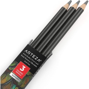 Arteza Colored Pencils, Pack of 3, А004 Mushroom Grey, Soft Wax-Based Cores, Ideal for Drawing, Sketching, Shading & Coloring(A009 Elephant Gray)