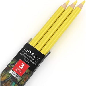 Arteza Colored Pencils, Pack of 3, А004 Mushroom Grey, Soft Wax-Based Cores, Ideal for Drawing, Sketching, Shading & Coloring(A101 Sapphire Yellow)