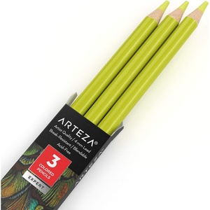 Arteza Colored Pencils, Pack of 3, А004 Mushroom Grey, Soft Wax-Based Cores, Ideal for Drawing, Sketching, Shading & Coloring(A103 Fluorescent Yellow)