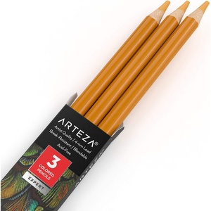 Arteza Colored Pencils, Pack of 3, А004 Mushroom Grey, Soft Wax-Based Cores, Ideal for Drawing, Sketching, Shading & Coloring(A105 Honey)