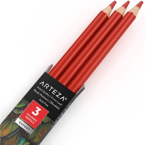 Arteza Colored Pencils, Pack of 3, А004 Mushroom Grey, Soft Wax-Based Cores, Ideal for Drawing, Sketching, Shading & Coloring(A114 Blood Orange)