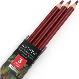 Arteza Colored Pencils, Pack of 3, А004 Mushroom Grey, Soft Wax-Based Cores, Ideal for Drawing, Sketching, Shading & Coloring(A206 Spanish Red)