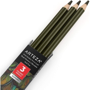 Arteza Colored Pencils, Pack of 3, А004 Mushroom Grey, Soft Wax-Based Cores, Ideal for Drawing, Sketching, Shading & Coloring(A303 Coyote Brown)