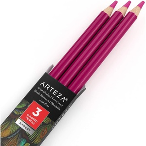 Arteza Colored Pencils, Pack of 3, А004 Mushroom Grey, Soft Wax-Based Cores, Ideal for Drawing, Sketching, Shading & Coloring(A406 Plum Purple)