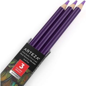 Arteza Colored Pencils, Pack of 3, А004 Mushroom Grey, Soft Wax-Based Cores, Ideal for Drawing, Sketching, Shading & Coloring(A411 Purple Iris)