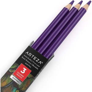 Arteza Colored Pencils, Pack of 3, А004 Mushroom Grey, Soft Wax-Based Cores, Ideal for Drawing, Sketching, Shading & Coloring(A414 Violet)