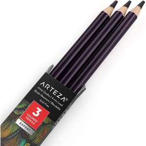 Arteza Colored Pencils, Pack of 3, А004 Mushroom Grey, Soft Wax-Based Cores, Ideal for Drawing, Sketching, Shading & Coloring(A416 Amethyst Purple)