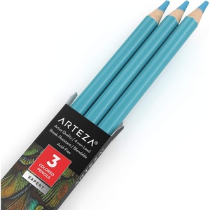 Arteza Colored Pencils, Pack of 3, А004 Mushroom Grey, Soft Wax-Based Cores, Ideal for Drawing, Sketching, Shading & Coloring(A503 Robin Egg Blue)