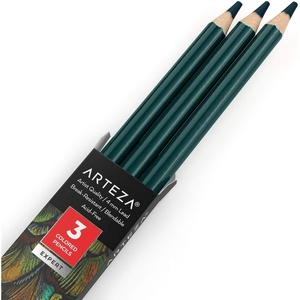 Arteza Colored Pencils, Pack of 3, А004 Mushroom Grey, Soft Wax-Based Cores, Ideal for Drawing, Sketching, Shading & Coloring(A504 Ocean Blue)