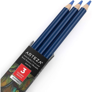 Arteza Colored Pencils, Pack of 3, А004 Mushroom Grey, Soft Wax-Based Cores, Ideal for Drawing, Sketching, Shading & Coloring(A505 Sapphire Blue)