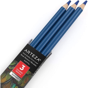 Arteza Colored Pencils, Pack of 3, А004 Mushroom Grey, Soft Wax-Based Cores, Ideal for Drawing, Sketching, Shading & Coloring(A507 Mykonos Blue)