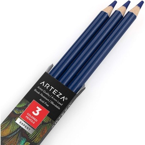 Arteza Colored Pencils, Pack of 3, А004 Mushroom Grey, Soft Wax-Based Cores, Ideal for Drawing, Sketching, Shading & Coloring(A509 Egyptian Blue)