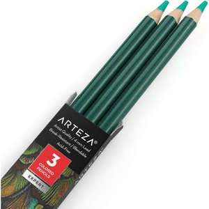 Arteza Colored Pencils, Pack of 3, А004 Mushroom Grey, Soft Wax-Based Cores, Ideal for Drawing, Sketching, Shading & Coloring(A604 Turquoise)