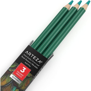 Arteza Colored Pencils, Pack of 3, А004 Mushroom Grey, Soft Wax-Based Cores, Ideal for Drawing, Sketching, Shading & Coloring(A605 Shamrock Green)