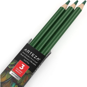 Arteza Colored Pencils, Pack of 3, А004 Mushroom Grey, Soft Wax-Based Cores, Ideal for Drawing, Sketching, Shading & Coloring(A610 Spearmint Green)