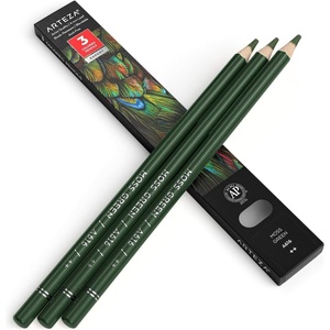 Arteza Colored Pencils, Pack of 3, А004 Mushroom Grey, Soft Wax-Based Cores, Ideal for Drawing, Sketching, Shading & Coloring(A616 Moss Green)