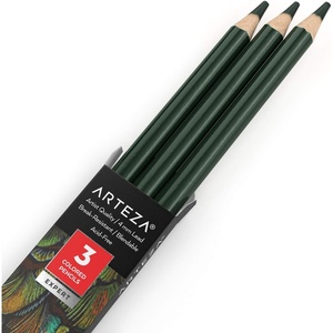 Arteza Colored Pencils, Pack of 3, А004 Mushroom Grey, Soft Wax-Based Cores, Ideal for Drawing, Sketching, Shading & Coloring(A618 Jungle Green)