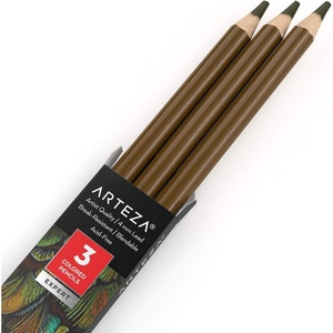 Arteza Colored Pencils, Pack of 3, А004 Mushroom Grey, Soft Wax-Based Cores, Ideal for Drawing, Sketching, Shading & Coloring(Raw Umber A132)