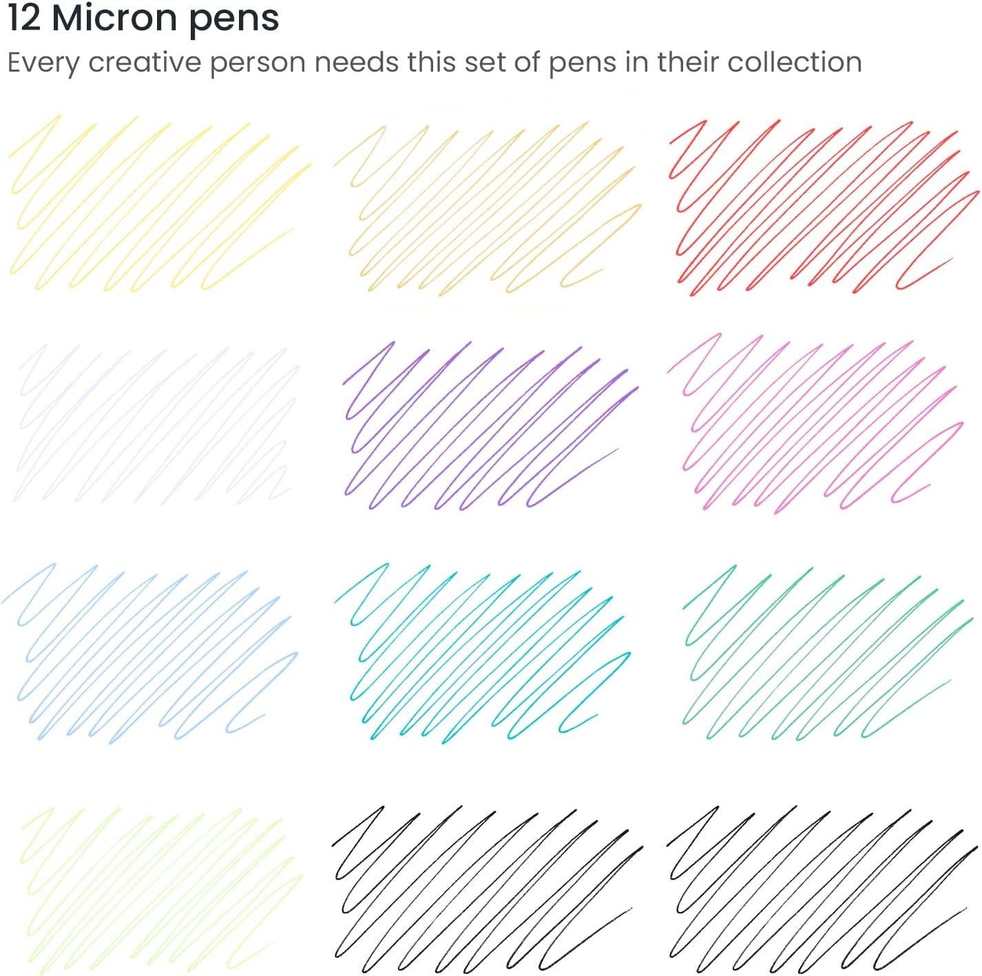image:imageARTEZA MicroLine Ink Pens Set of 12 Colorful Size 01 025mm Fineliners Archival Ink QuickDry and SmearProof Art Supplies for Artists Illustrators and Fine Media Artists12 Colorful