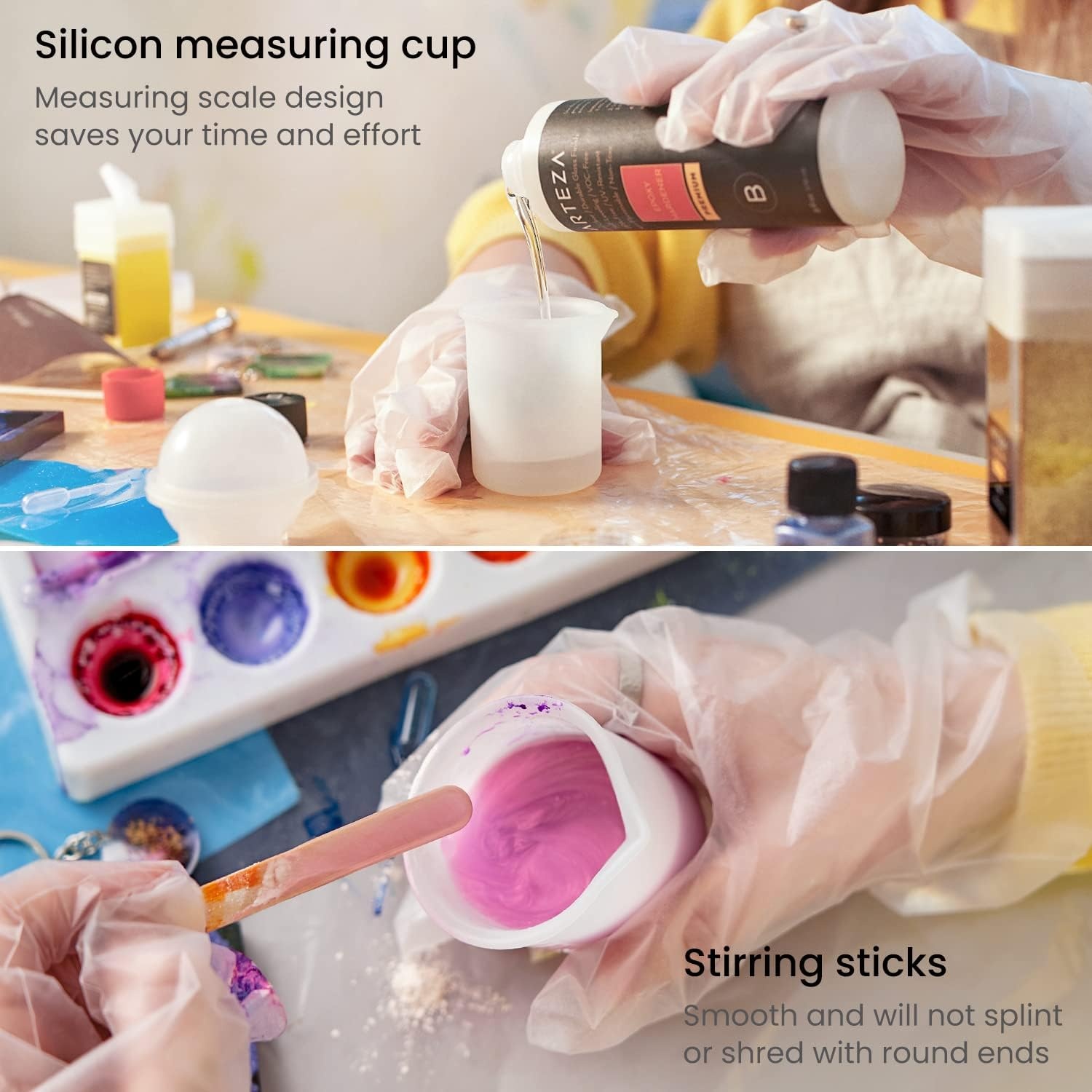 image:imageARTEZA Resin Accessories 69 Epoxy Tools Including Mixing Cups Stir Sticks Pipettes Hand Drill Spoons amp Tweezers for Crafts