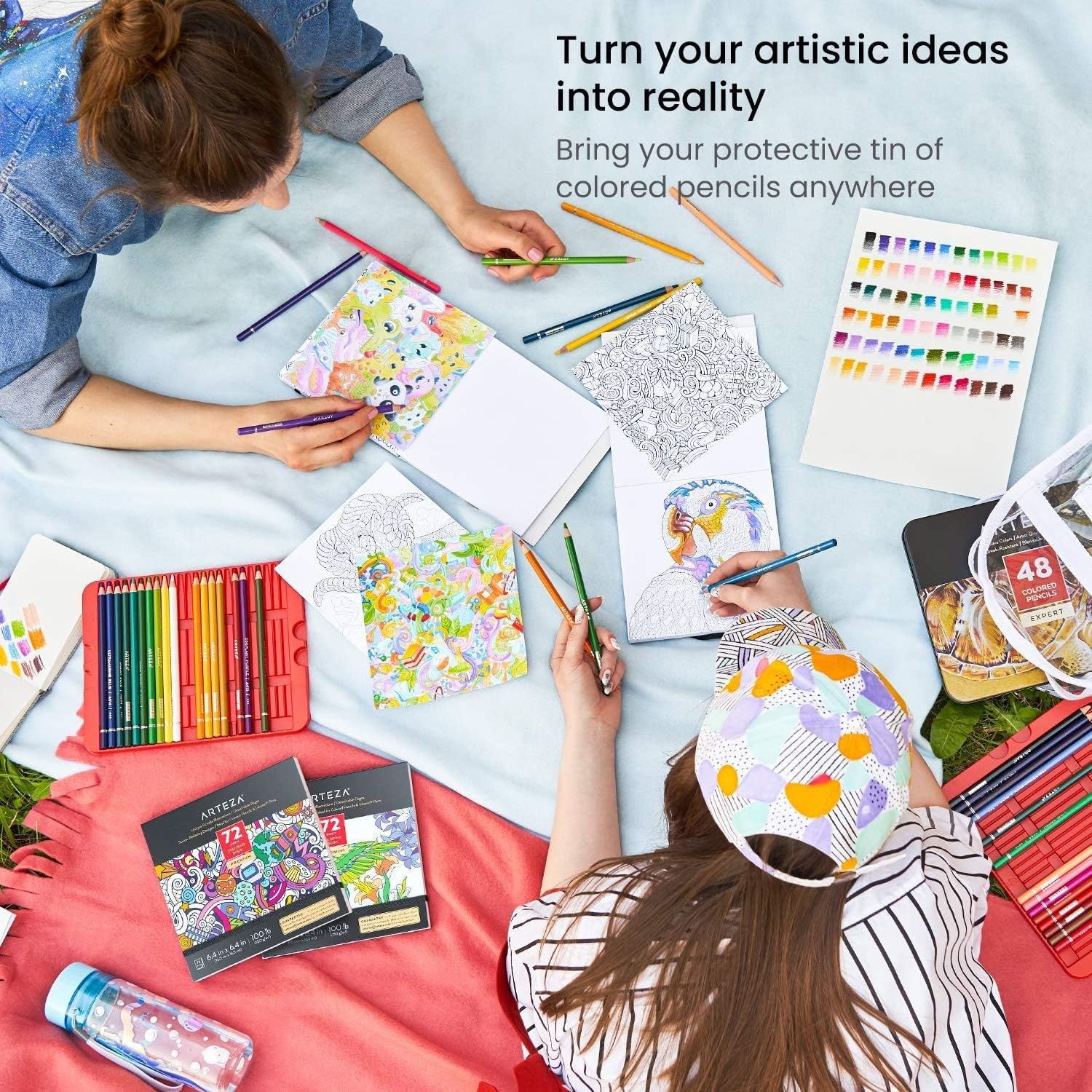 image:imageArteza Mandala Coloring Art Set 72 Colored Pencils 64 x 64 Inches Mandala Coloring Book with 72 Detachable Designs for Relaxation and Stress Relief48