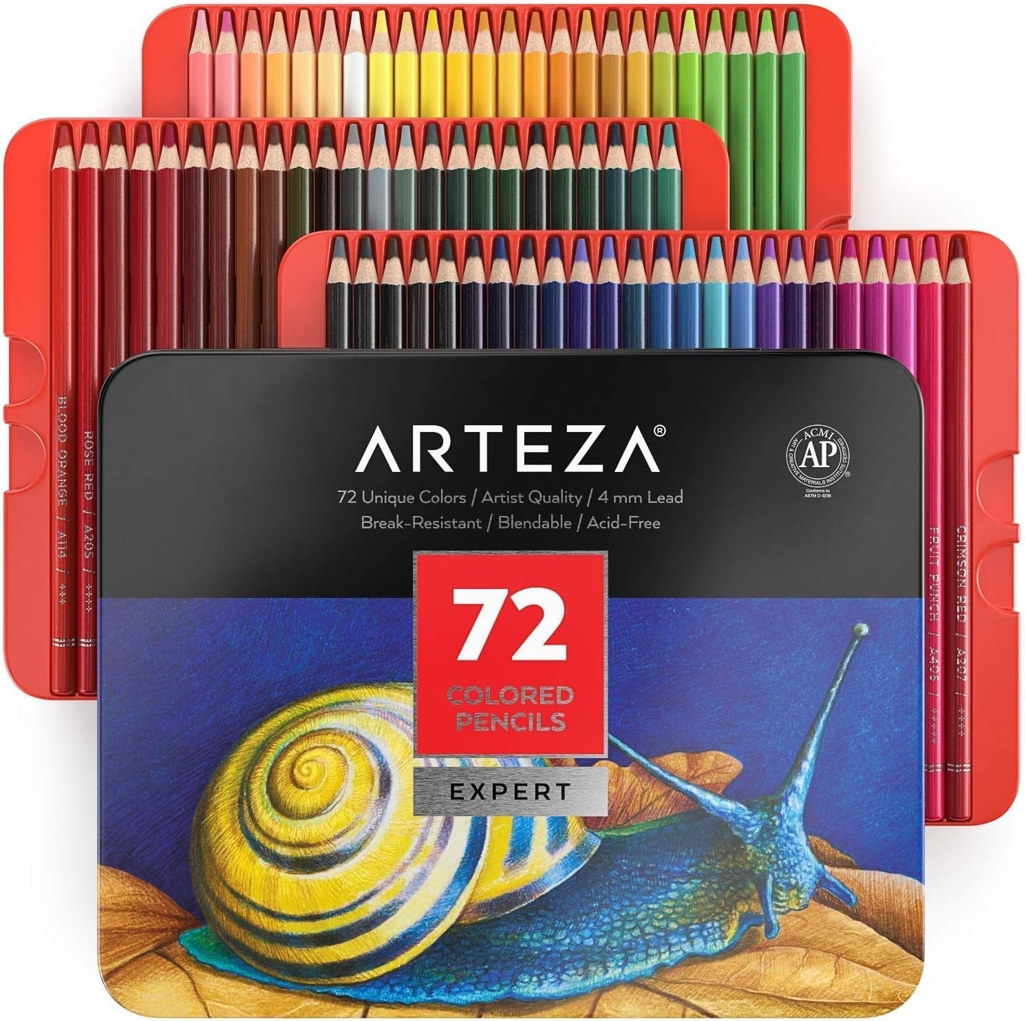 image:imageArteza Mandala Coloring Art Set 72 Colored Pencils 64 x 64 Inches Mandala Coloring Book with 72 Detachable Designs for Relaxation and Stress Relief72