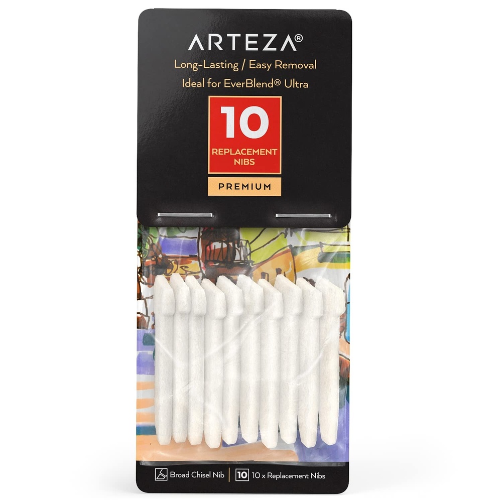 image:imageARTEZA Marker Tip Pack 10 Broad Chisel Nibs Marker Nib Replacements for EverBlend Alcohol Markers Art Supplies for Drawing Sketching and Lettering