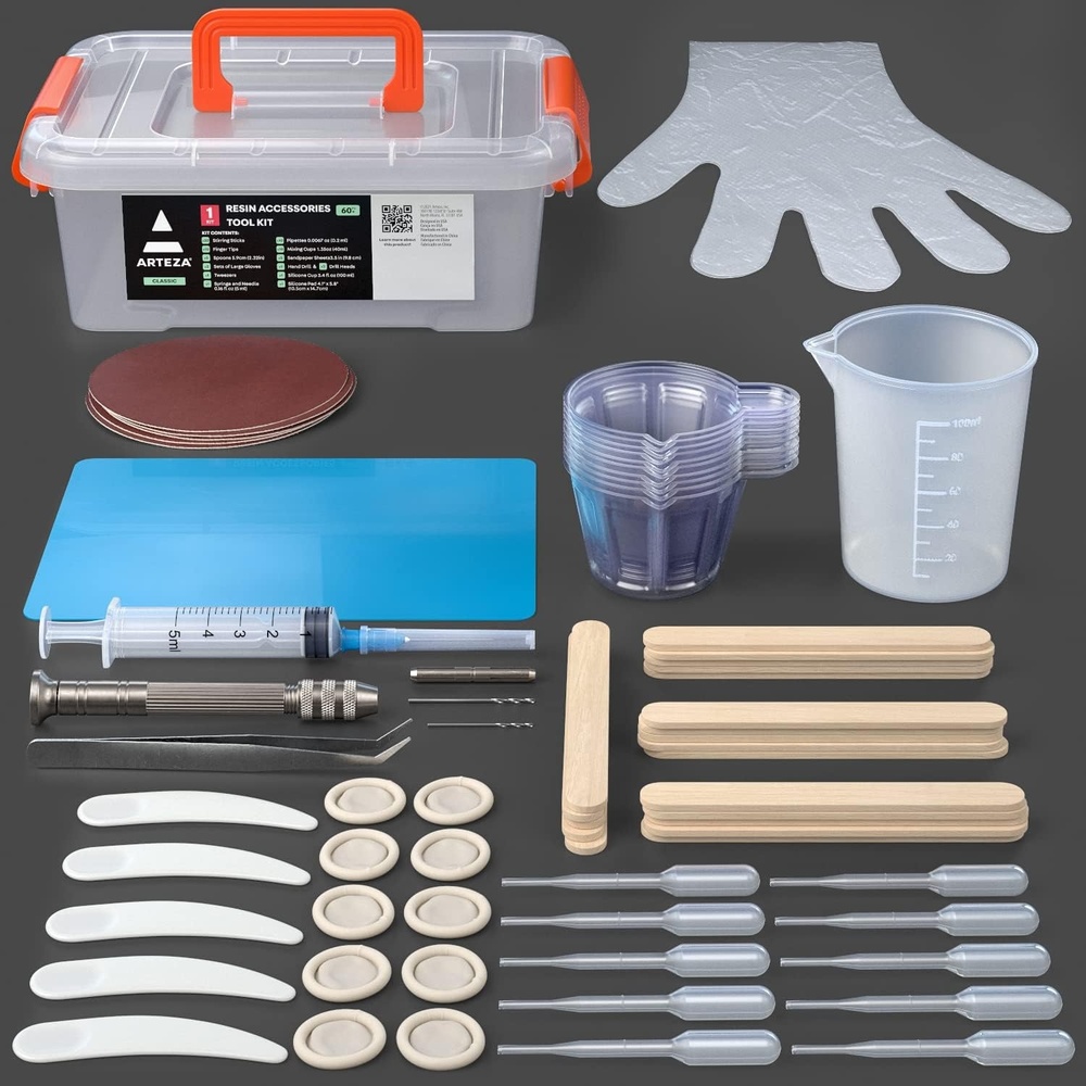image:imageARTEZA Resin Accessories 69 Epoxy Tools Including Mixing Cups Stir Sticks Pipettes Hand Drill Spoons amp Tweezers for Crafts