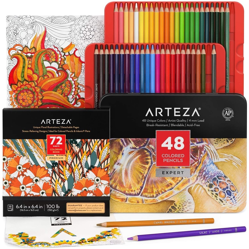 image:imageArteza Mandala Coloring Art Set 72 Colored Pencils 64 x 64 Inches Mandala Coloring Book with 72 Detachable Designs for Relaxation and Stress Relief48