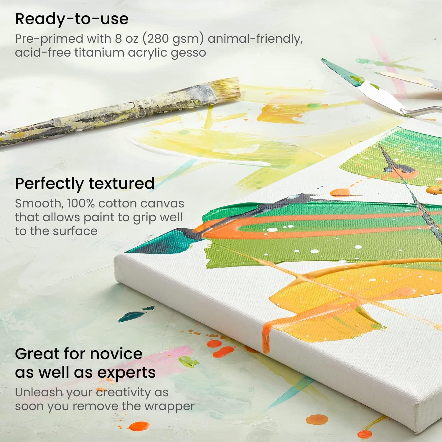 image:imageArteza Paint Canvases for Painting Pack of 12 8 x 10 Inches Blank White Stretched Canvas Bulk 100 Cotton 123 oz GessoPrimed Art Supplies for Adults and Teens Acrylic Pouring and Oil PaintingWhite Classic