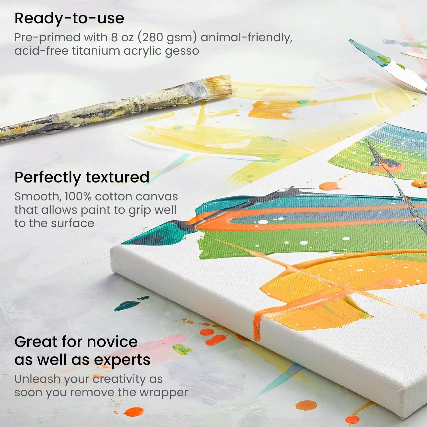 image:imageArteza Paint Canvases for Painting Pack of 12 8 x 10 Inches Blank White Stretched Canvas Bulk 100 Cotton 123 oz GessoPrimed Art Supplies for Adults and Teens Acrylic Pouring and Oil Paintingwhite
